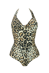 KAANDA CLASSIC Cheetah UW Front Twist Halter Onepiece