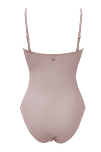 Layan Beach Dusty Pink Bandeau Ruched Onepiece w Removable Straps