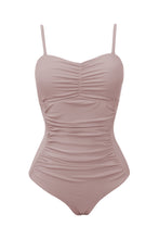 Load image into Gallery viewer, Layan Beach Dusty Pink Bandeau Ruched Onepiece w Removable Straps