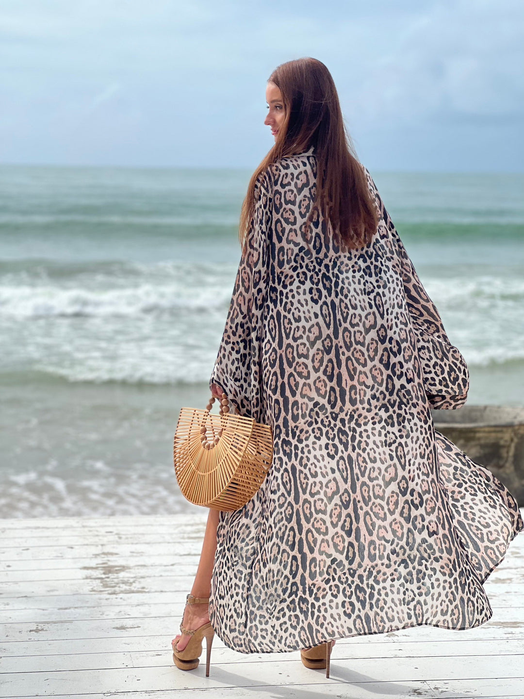 Black Cheetah Maxi Kimono - Resort Collection