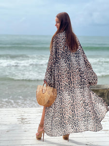 Black Cheetah Maxi Kimono - Resort Collection