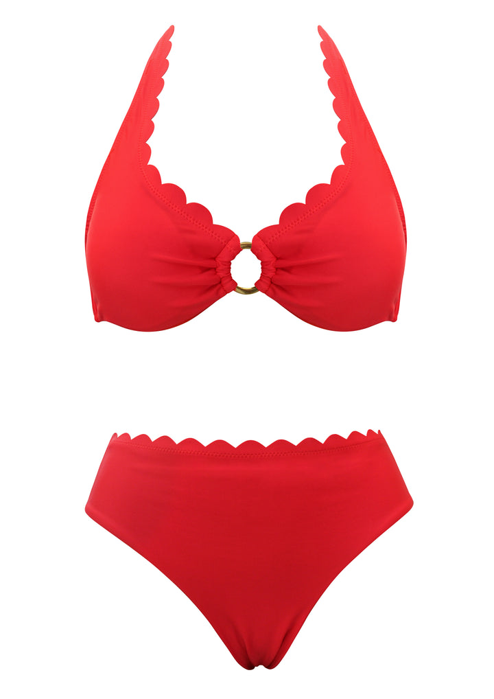 Venus Red UW Halter Top with Mid Rise Bottom